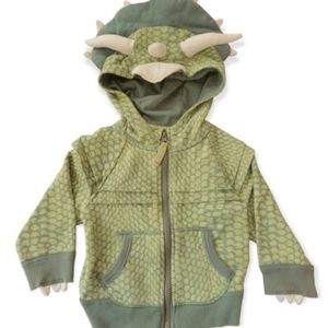 Oshkosh Green Dino Zip Up Hoodie Jacket, Size 4t